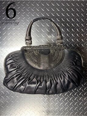 Dior Vintage Pleated Lambskin Plisse Small Basket Bag in Black